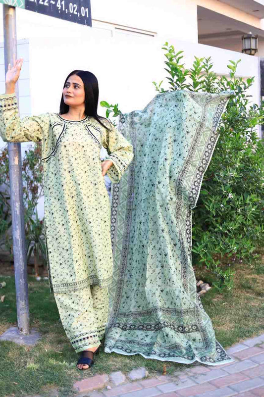 Stylish and Luxury Premium cotton lawn -3 Piece Suit (ZOK-0204)