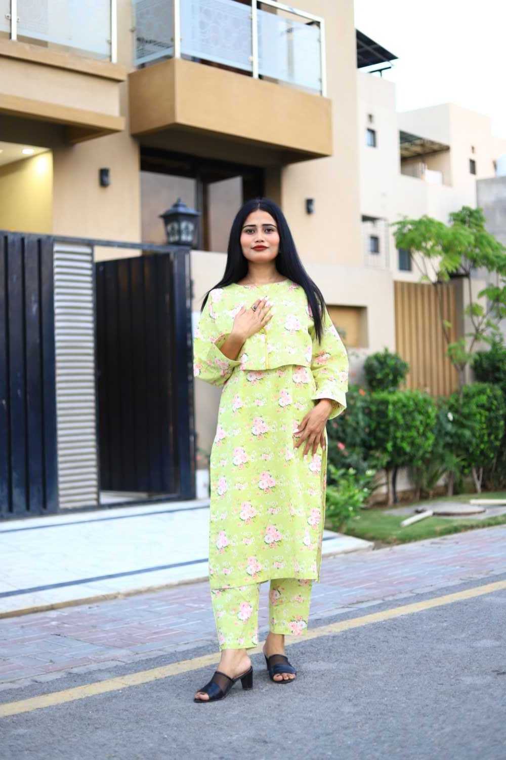 Modern Slim Fit Lawn Jacket Outfit-3 Piece Suit (ZOK-0501)