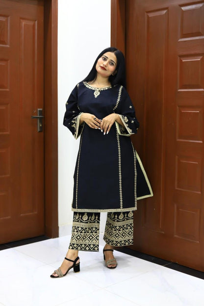 Stylish and Embroidered-3 Piece Suit (ZOK-01001)