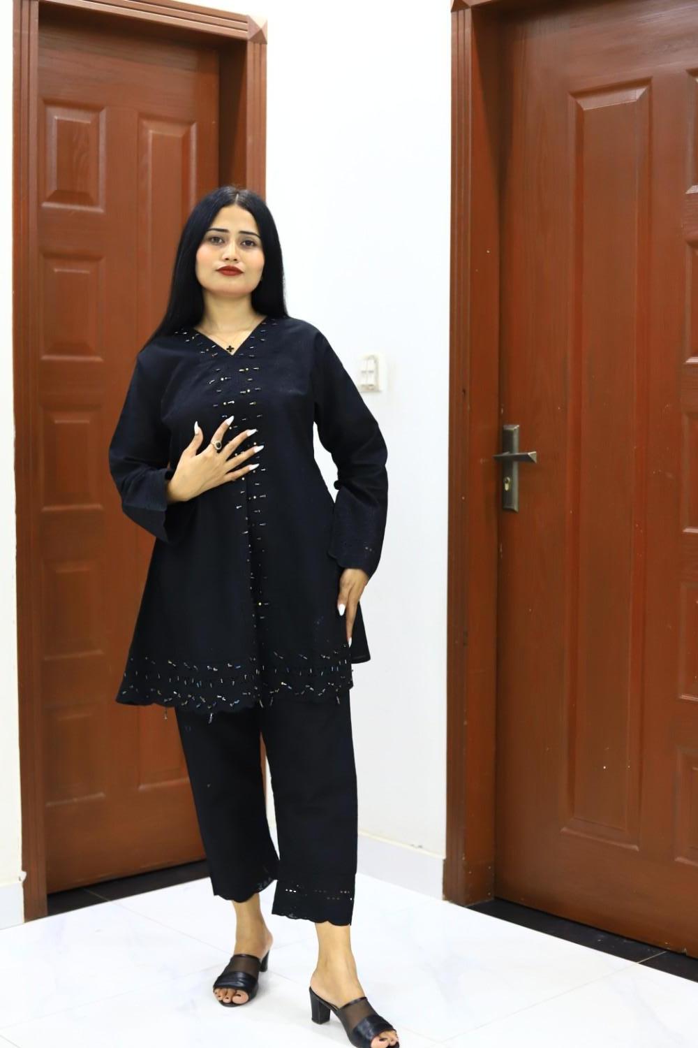 Smart and Stylish Cotton Bead Work-2 Piece Suit (ZOK-0401)