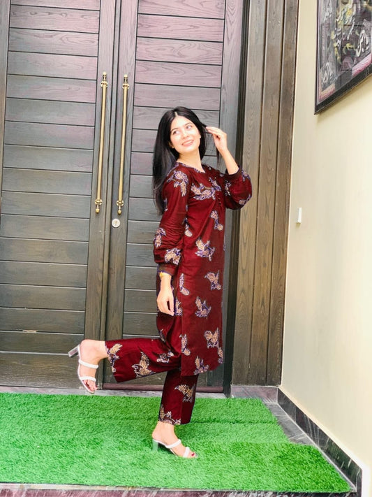 Block Print 2-Piece Suit – Sparrow Design (ZOK-0504)