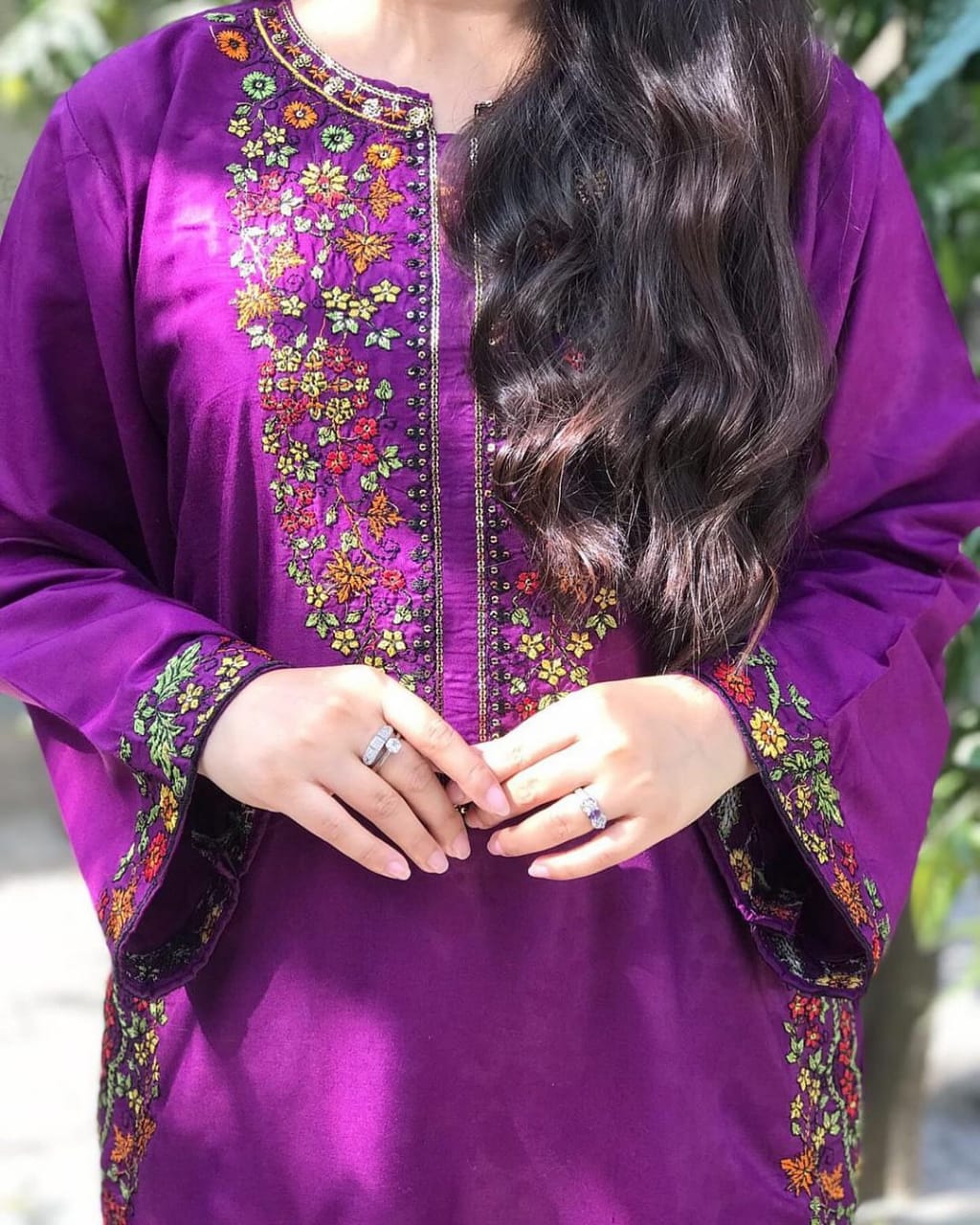 Embroidery 2-Piece Suit - Pocket Sequence (ZOK-0105)