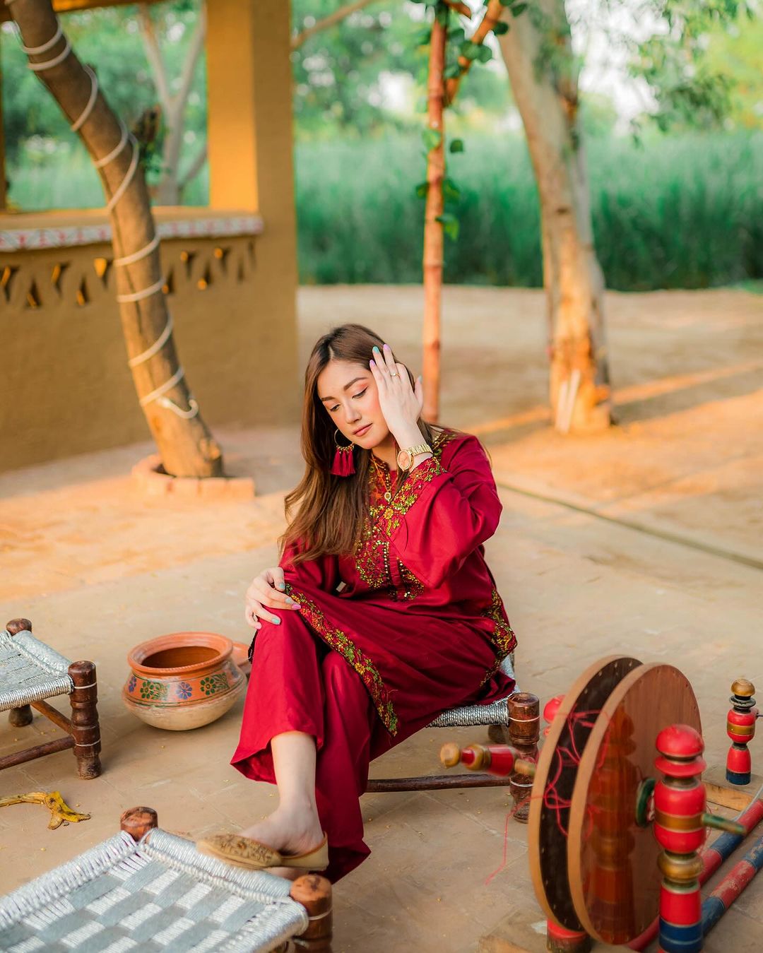 Embroidery 2-Piece Suit - Pocket Sequence (ZOK-0102)