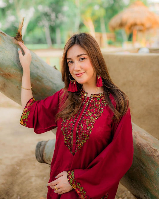 Embroidery 2-Piece Suit - Pocket Sequence (ZOK-0102)