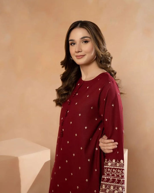 Premium Pop Garnet Linen-2 Piece Suit (ZOK-01301)