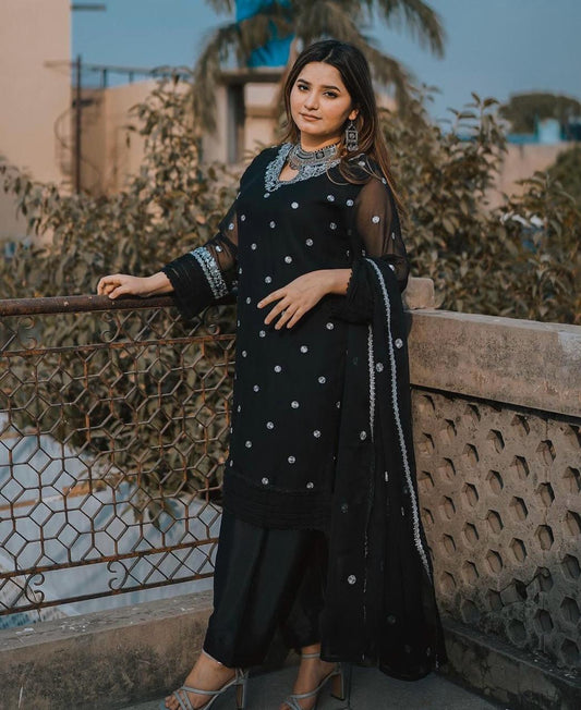 Elegant Special Shafoon Embroidered-3 Piece Suit (ZOK-01701)