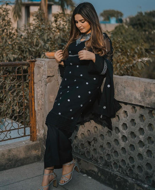 Elegant Special Shafoon Embroidered-3 Piece Suit (ZOK-01701)