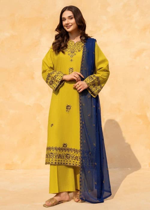 Luxurious and Elegant Premium Cotton Embroidered -3 Piece Suit (ZOK-01601)