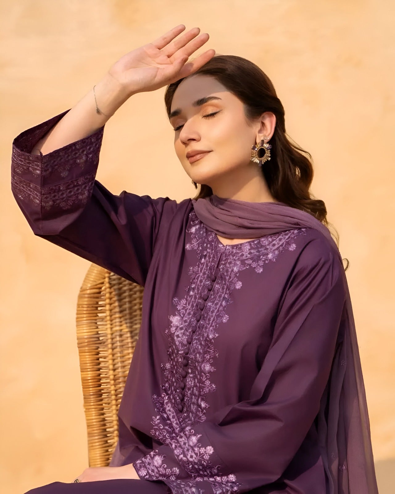 Elegant, Stylish Embroidered-3 Piece Suit (ZOK-01401)