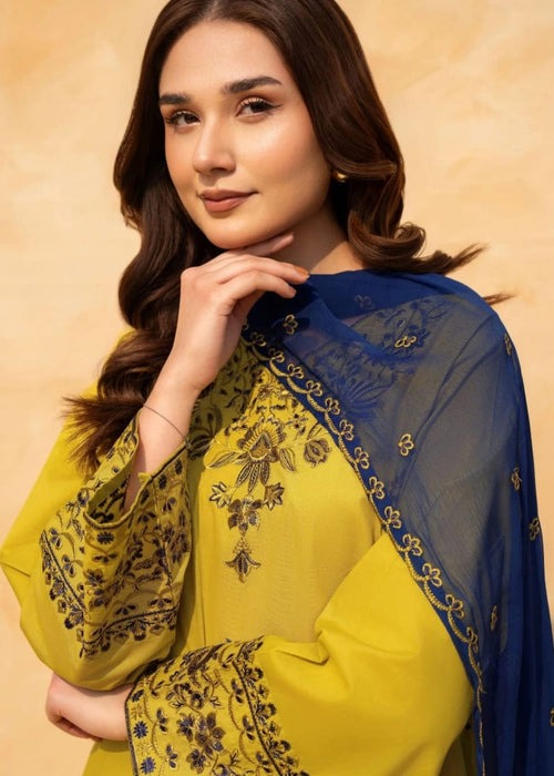 Luxurious and Elegant Premium Cotton Embroidered -3 Piece Suit (ZOK-01601)