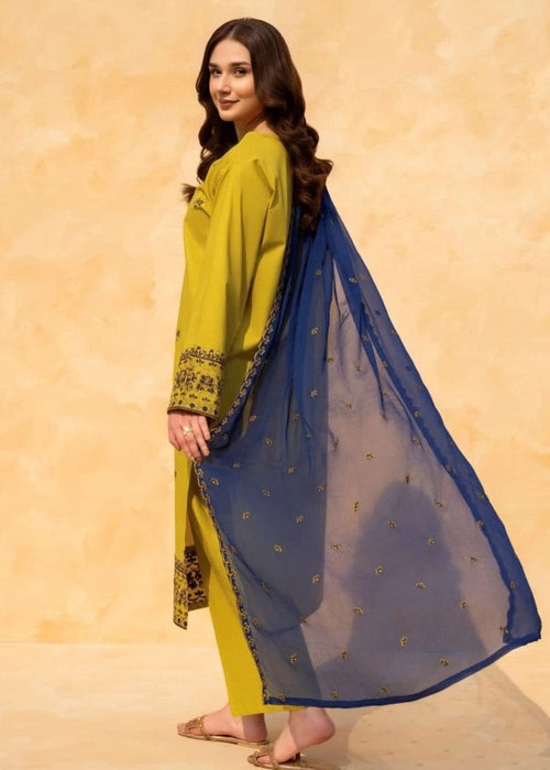 Luxurious and Elegant Premium Cotton Embroidered -3 Piece Suit (ZOK-01601)