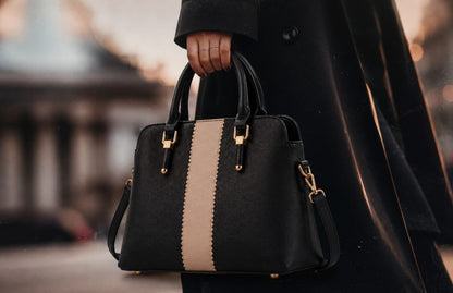 Modern Two-Tone Structured Satchel
