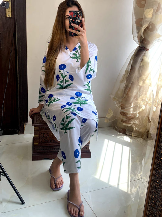 Linen 2-Piece Suit – Block Print (ZOK-0302)