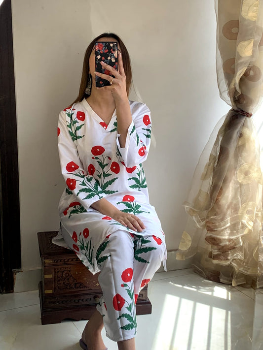Linen 2-Piece Suit – Block Print (ZOK-0301)