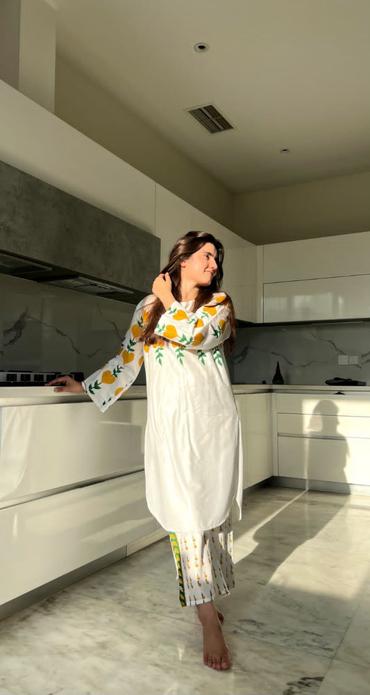 Block Print Linen 2-Piece Suit (ZOK-0404)