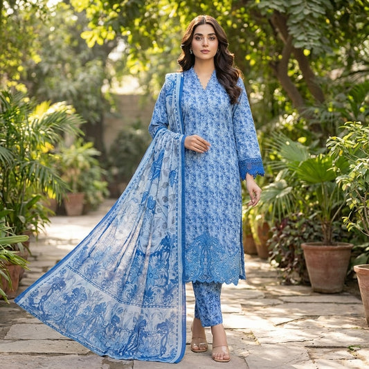 Modern Printed Khaddar 3-Piece Suit (ZOK-03201)