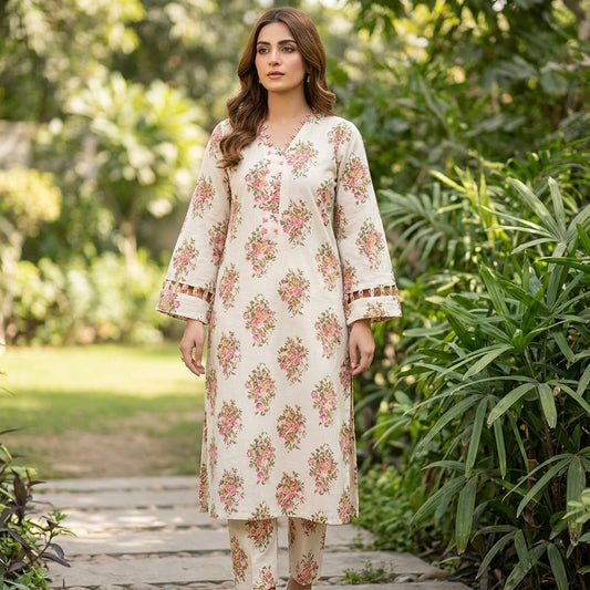 Elegant Brand Loop Style Khaddar-2 Piece Suit (ZOK-02102)