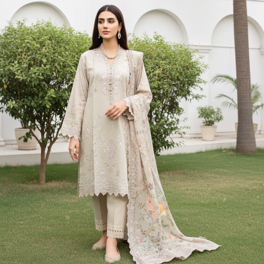 Classic Chicken Boring Embroidered Cotri 3-Piece Suit (ZOK-03503)