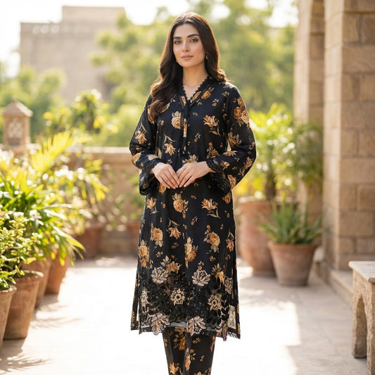 Modern Brand Style Khaddar 3-Piece Suit (ZOK-02701)
