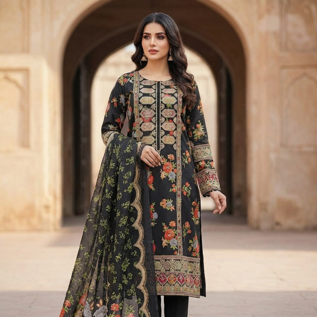 Classic Tilla Work Khaddar– 3-Piece Suit (ZOK-02401)