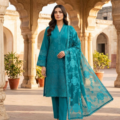 Sophisticated Chicken Boring Embroidered Cotri 3-Piece Suit (ZOK-03501)