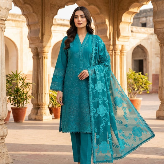 Sophisticated Chicken Boring Embroidered Cotri 3-Piece Suit (ZOK-03501)