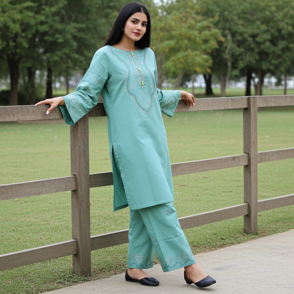 Classy and Stylish Cotton Lawn Embroidered-2 Piece Suit (ZOK-0602)
