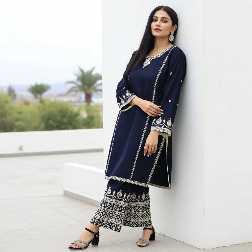 Stylish and Embroidered-3 Piece Suit (ZOK-01001)