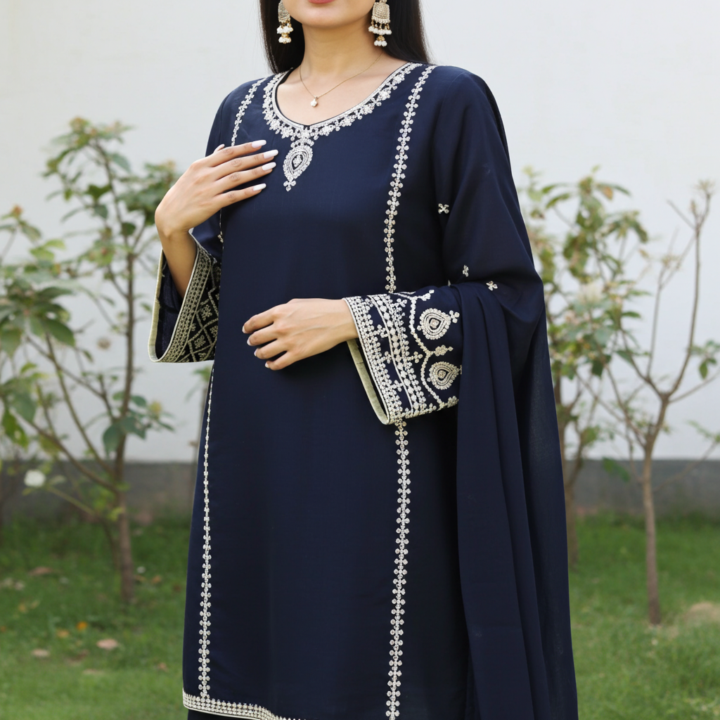 Stylish and Embroidered-3 Piece Suit (ZOK-01001)