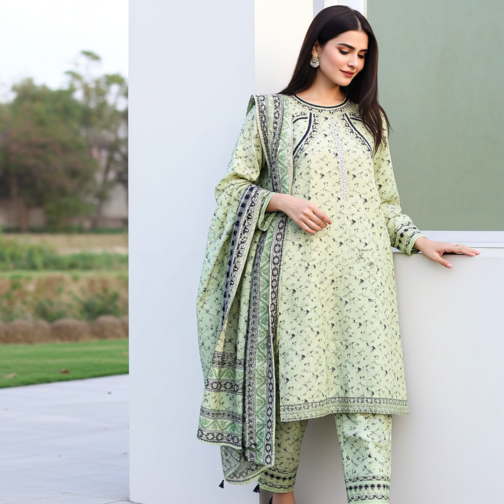 Stylish and Luxury Premium cotton lawn -3 Piece Suit (ZOK-0204)