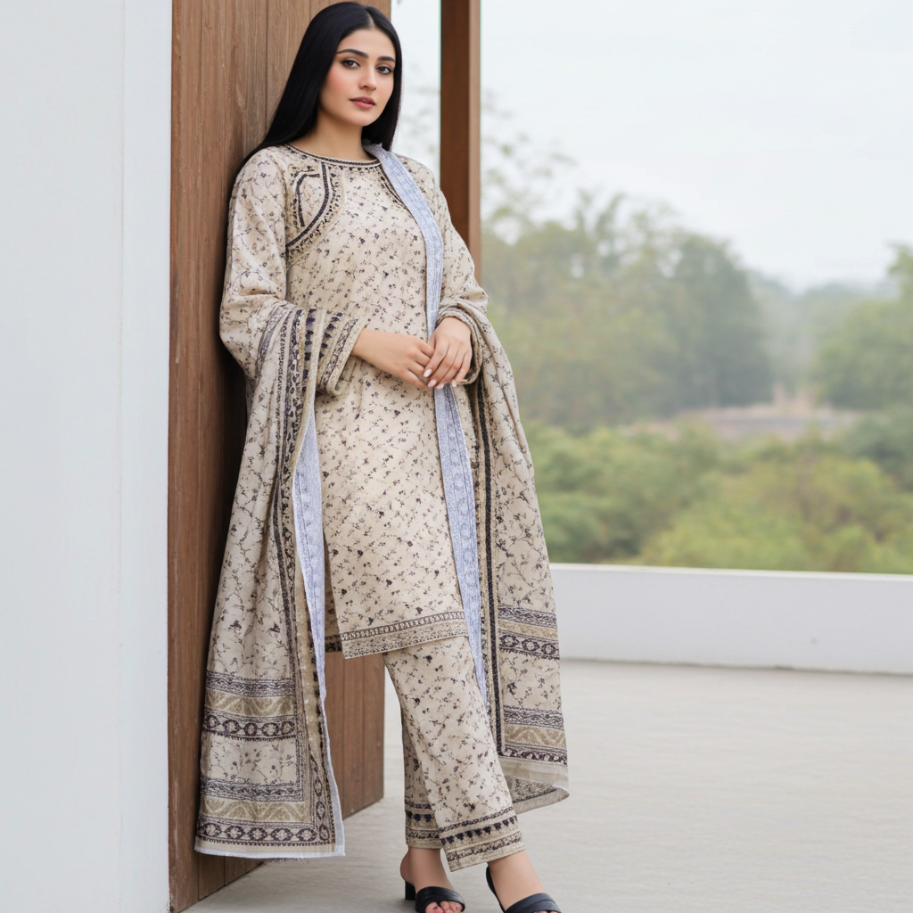 Stylish and Luxury Premium cotton lawn -3 Piece Suit (ZOK-0202)