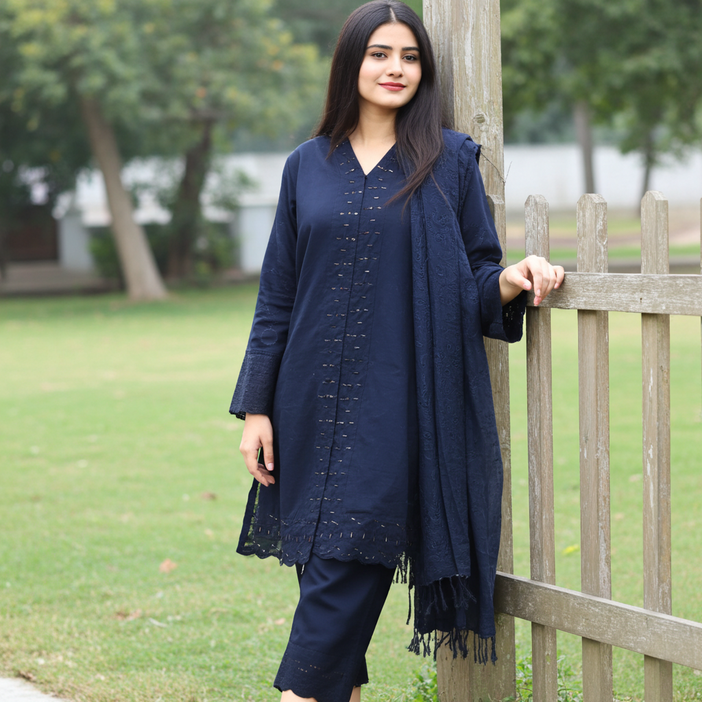 Smart and Stylish Cotton Bead Work-2 Piece Suit (ZOK-0401)