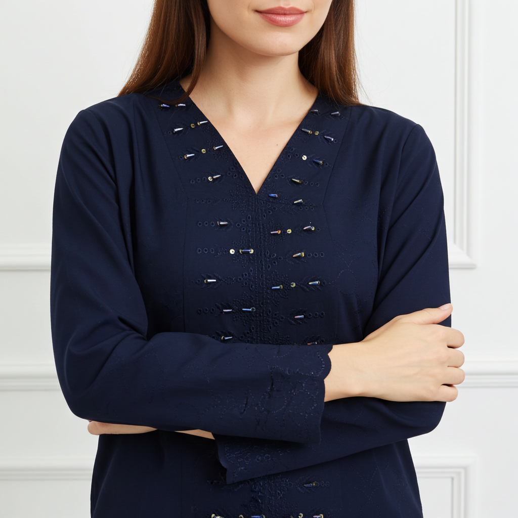 Smart and Stylish Cotton Bead Work-2 Piece Suit (ZOK-0401)