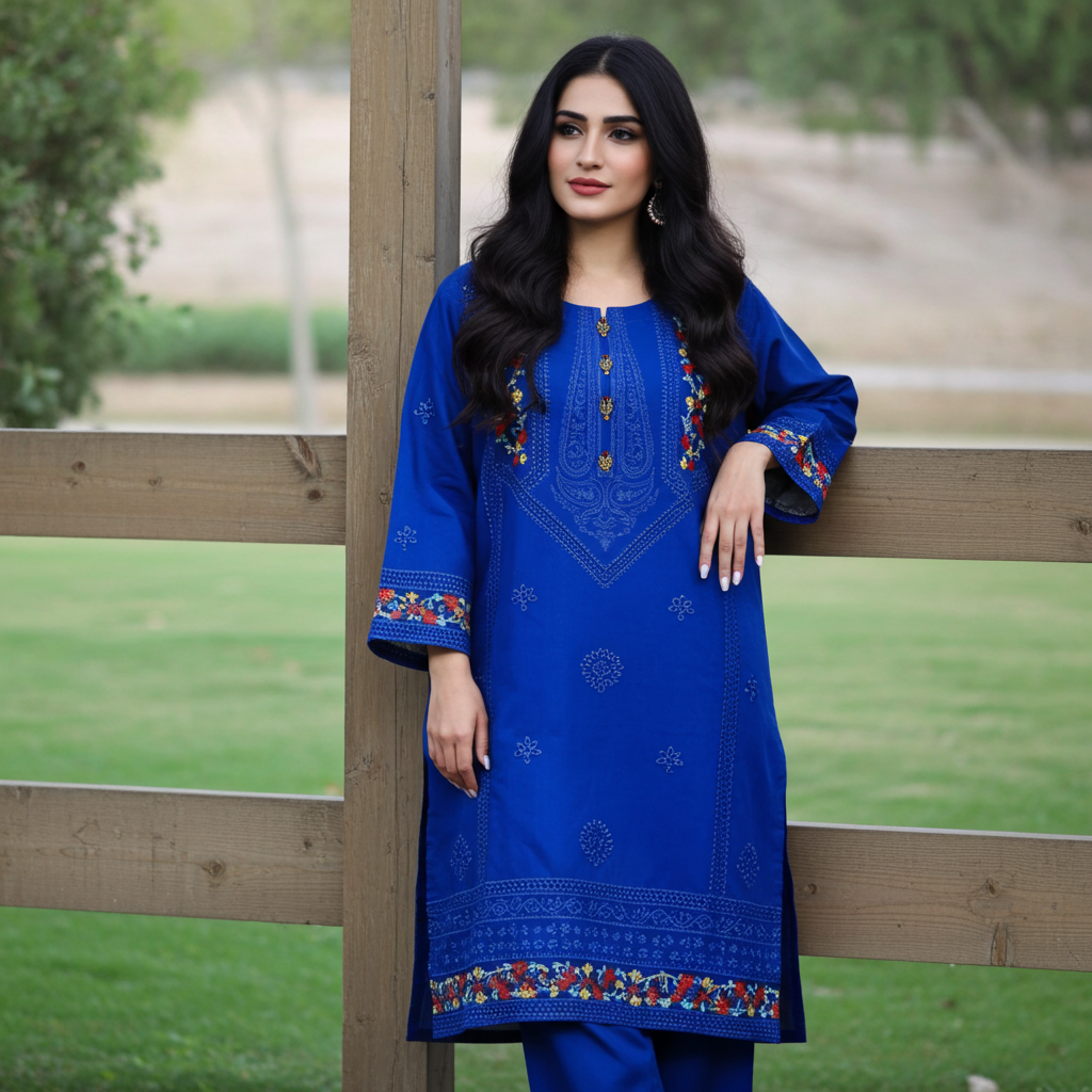Classic and Luxury Cotton Lawn ChickenKari-2 Piece Suit (ZOK-0702)
