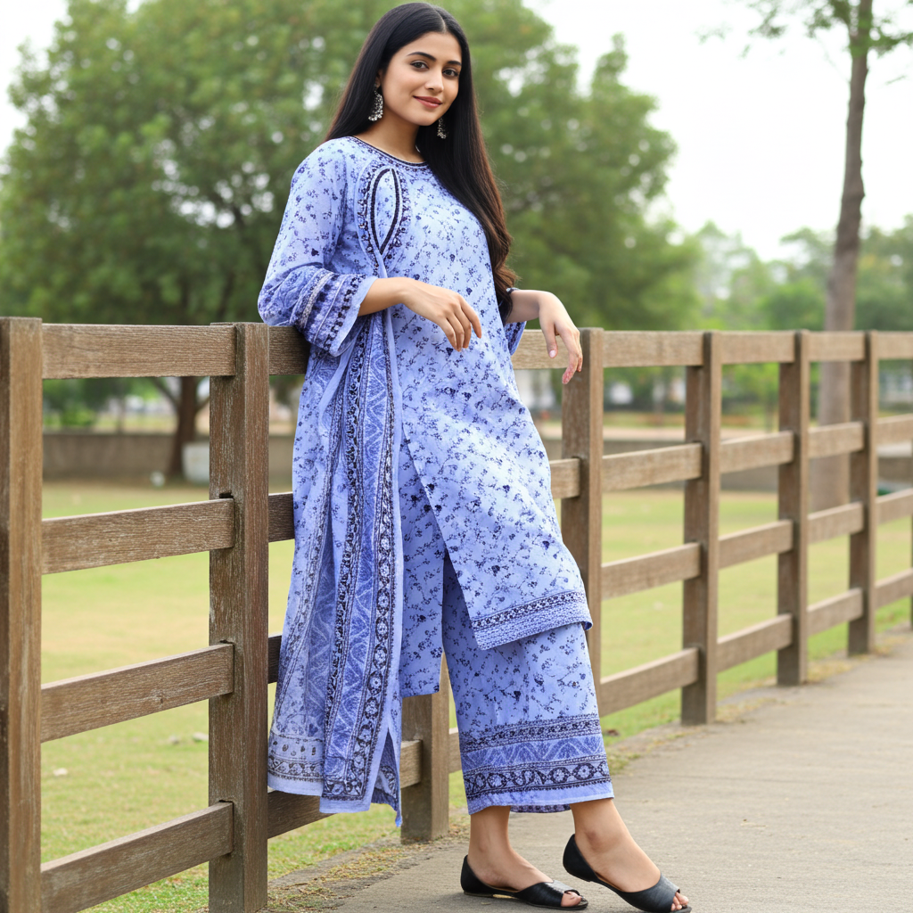 Stylish and Luxury Premium cotton lawn -3 Piece Suit (ZOK-0201)
