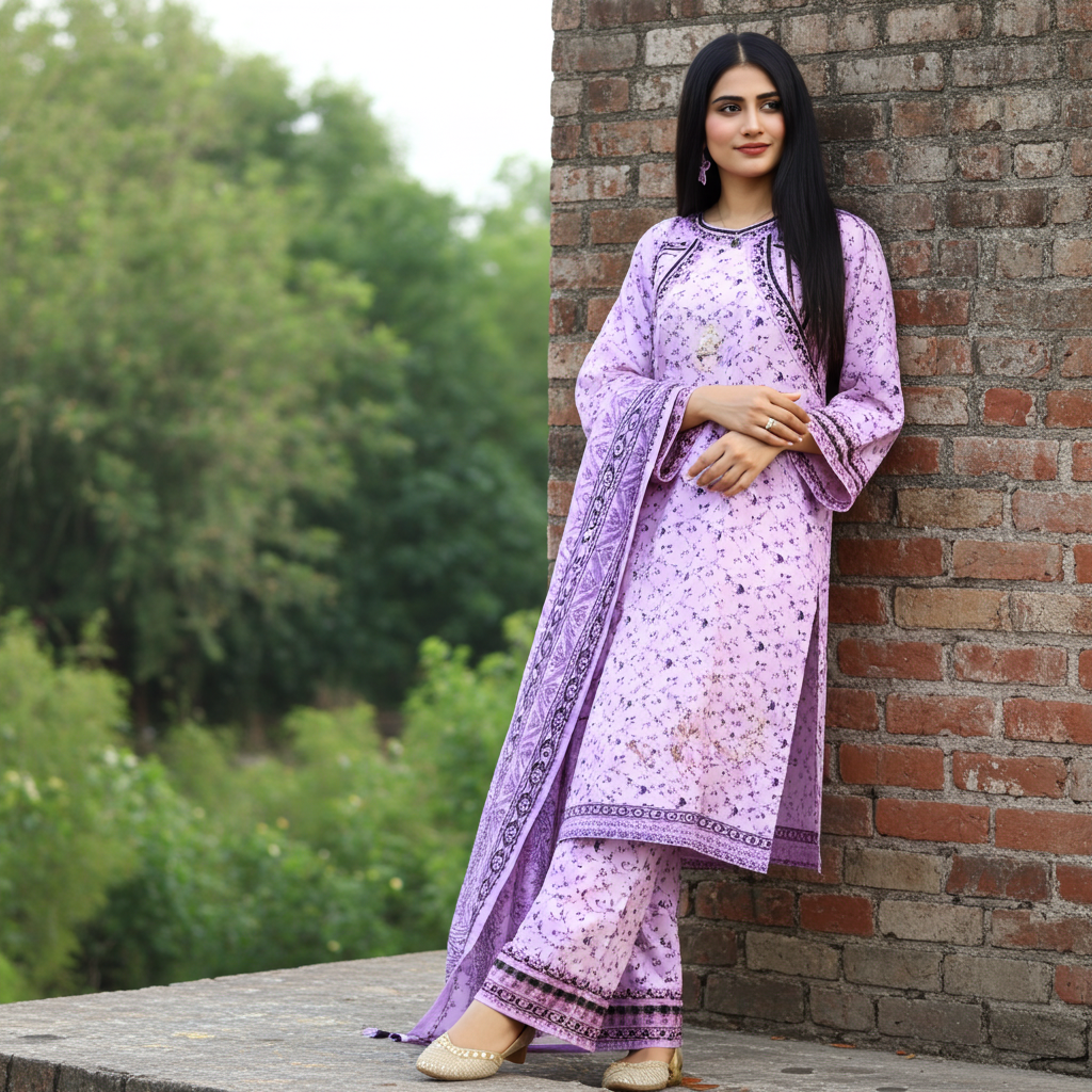 Stylish and Luxury Premium cotton lawn -3 Piece Suit (ZOK-0203)