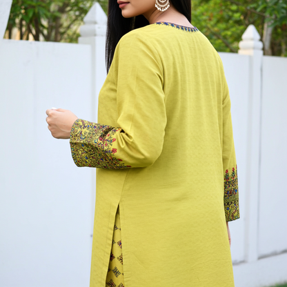 Stylish and Chic Cotton Embroidered-3 Piece Suit (ZOK-0301)