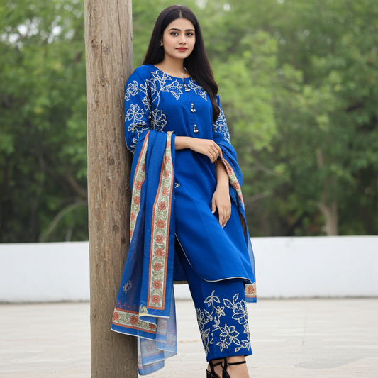 Stylish and Classic Embroidered-3 Piece Suit (ZOK-01301)