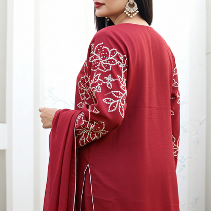 Stylish and Classic Embroidered-3 Piece Suit (ZOK-01302)