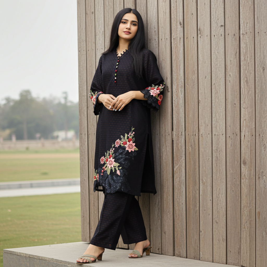 Elegant and Classic Cotton Lawn Embroidered-3 Piece Suit (ZOK-0901)