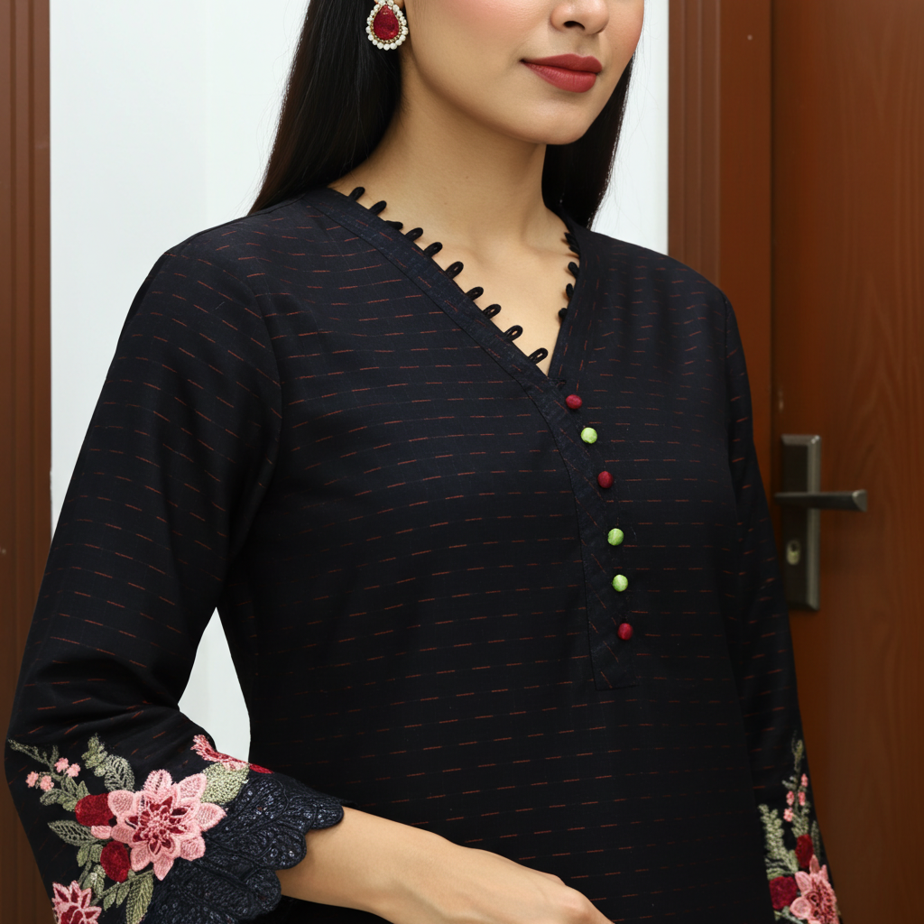 Elegant and Classic Cotton Lawn Embroidered-3 Piece Suit (ZOK-0901)