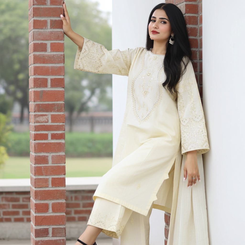 Classy and Stylish Cotton Lawn Embroidered-2 Piece Suit (ZOK-0601)
