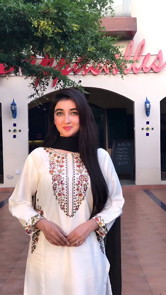 Embroidery 2-Piece Suit - Pocket Sequence (ZOK-0103)
