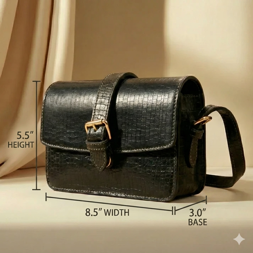 Vintage Croc-Embossed Crossbody Bag - Image 5