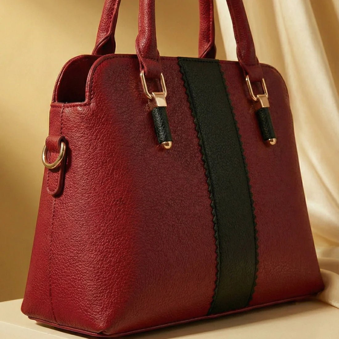 Modern Two-Tone Structured Satchel - Image 2