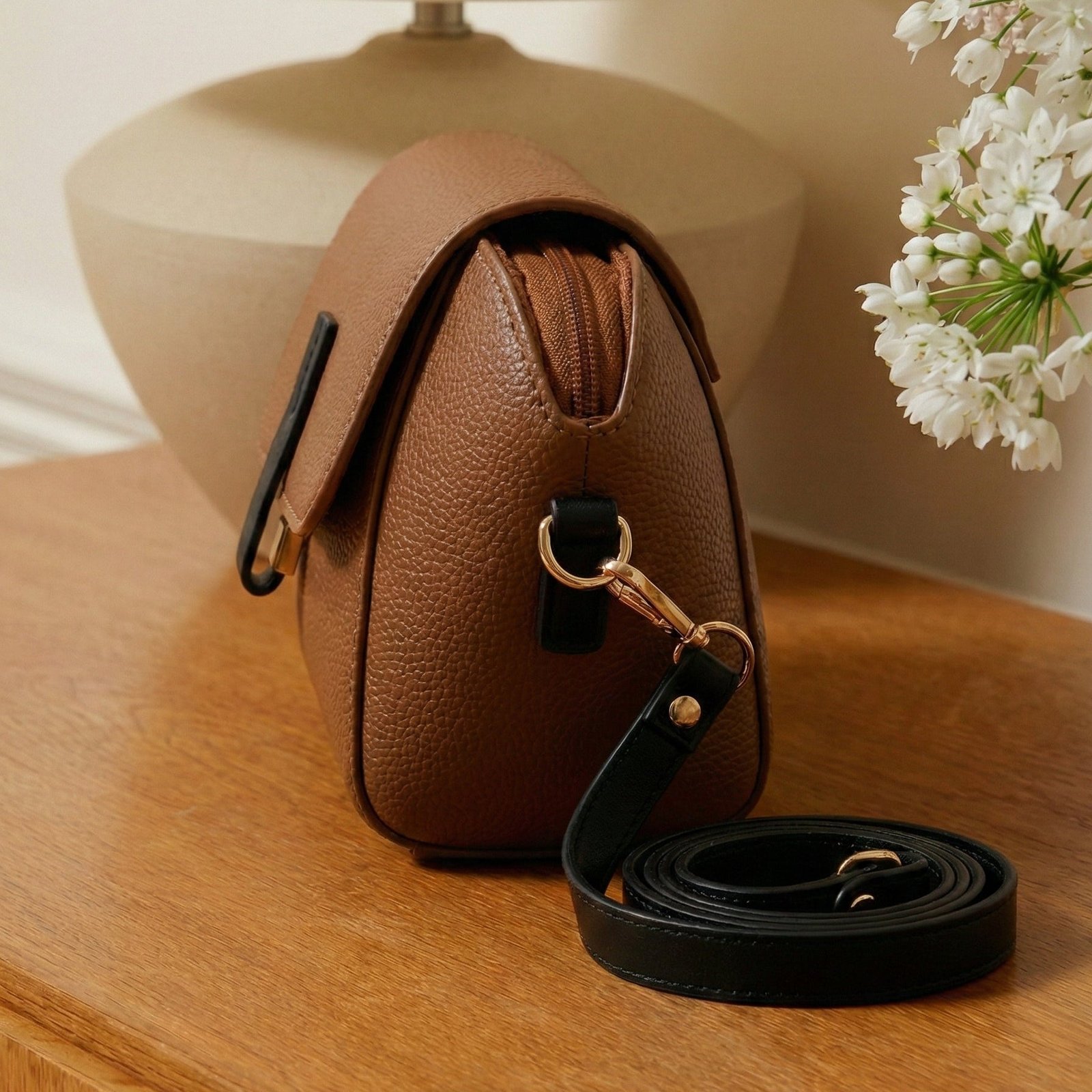 Modern Brown Crossbody Bag - Image 2