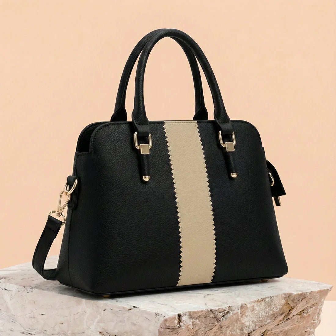 Modern Two-Tone Structured Satchel - Image 5