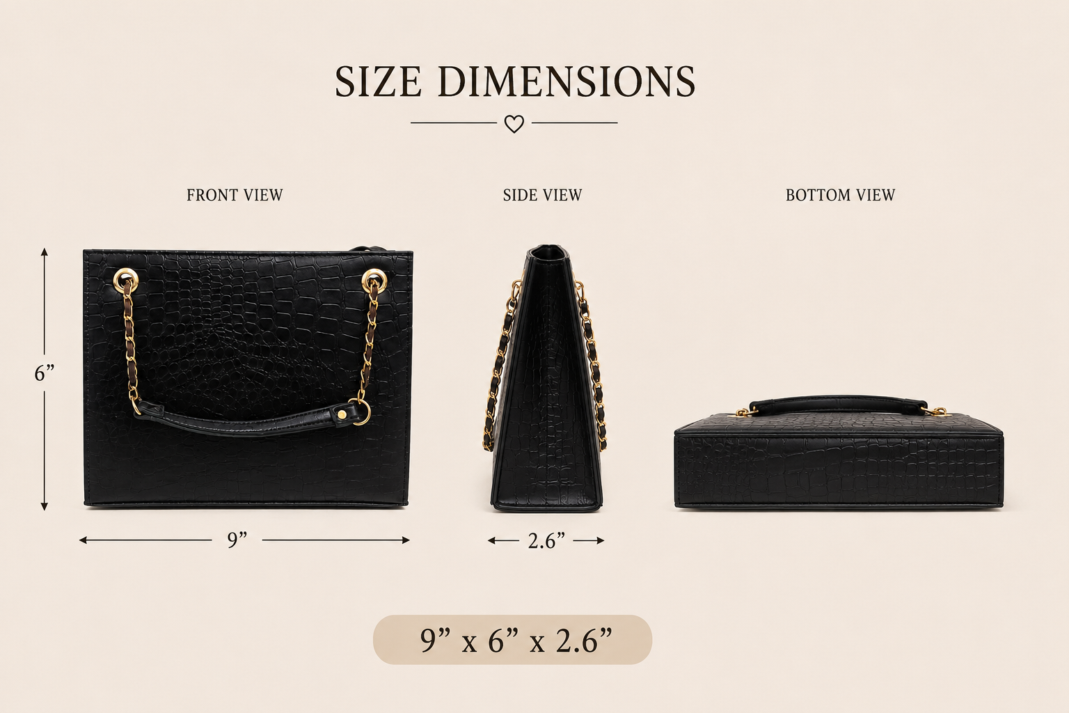 Luxury Black Croc-Embossed Chain Shoulder Bag - Image 2