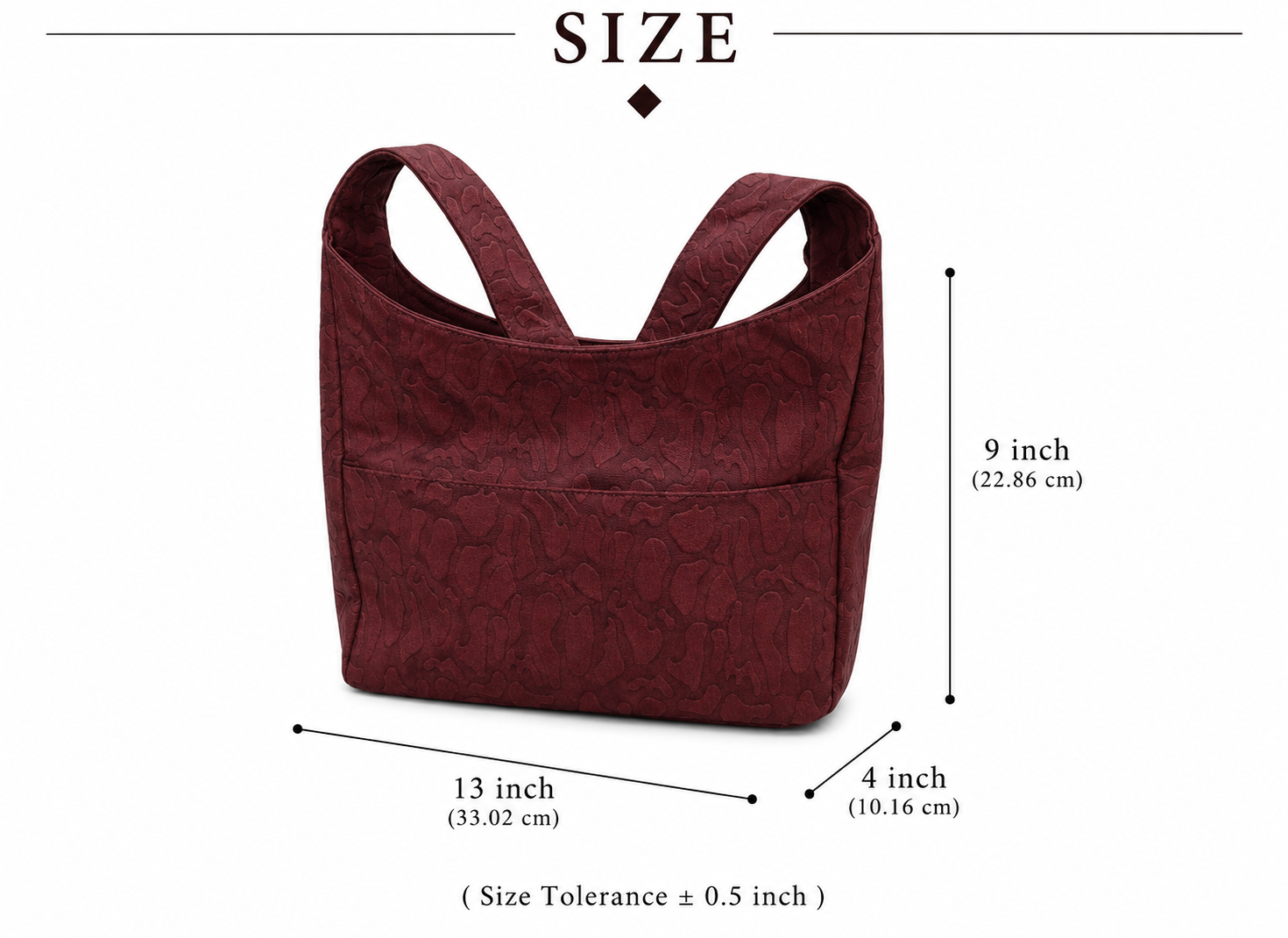 Elegant Maroon Textured Tote Bag. - Image 2