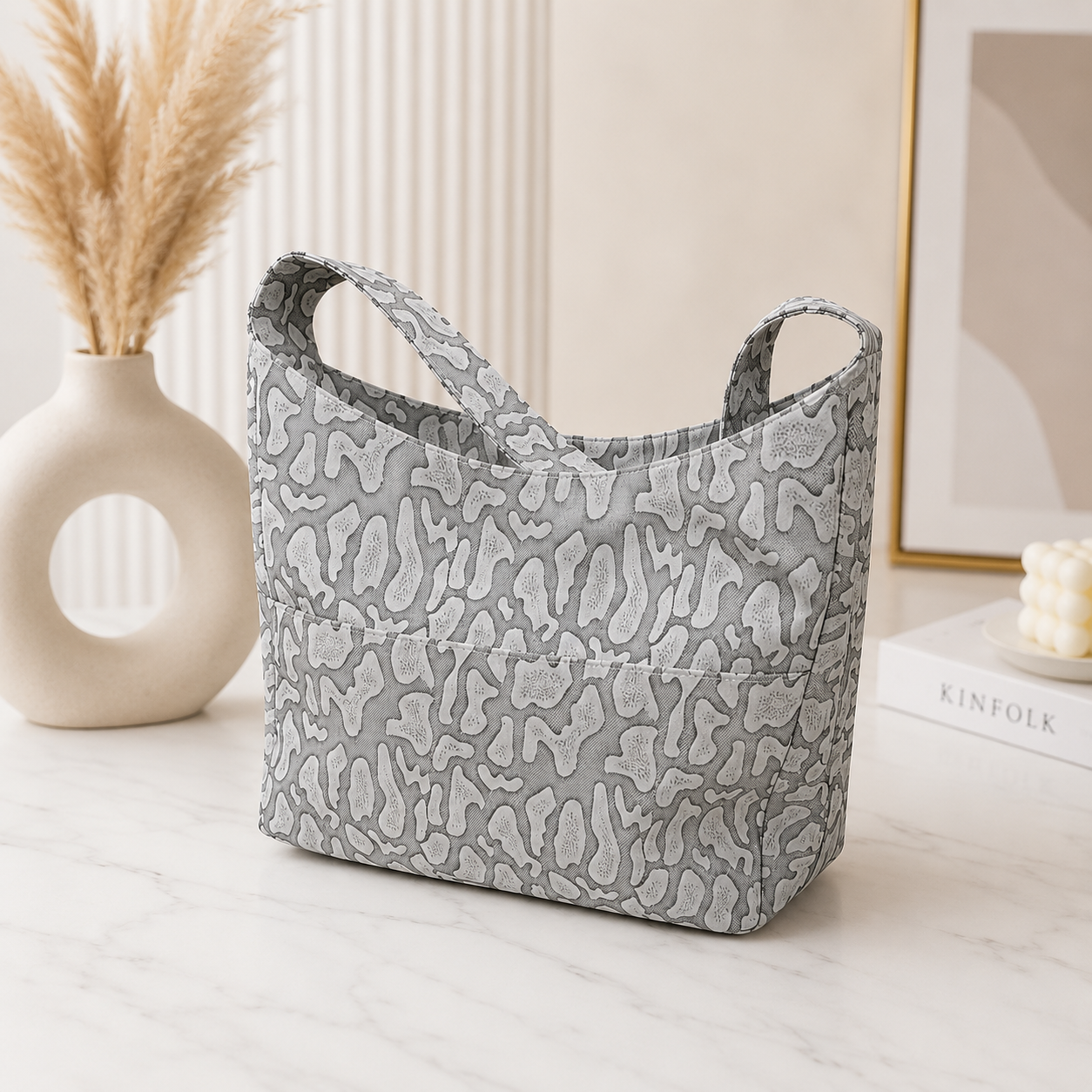 Elegant Grey Textured Tote Bag.